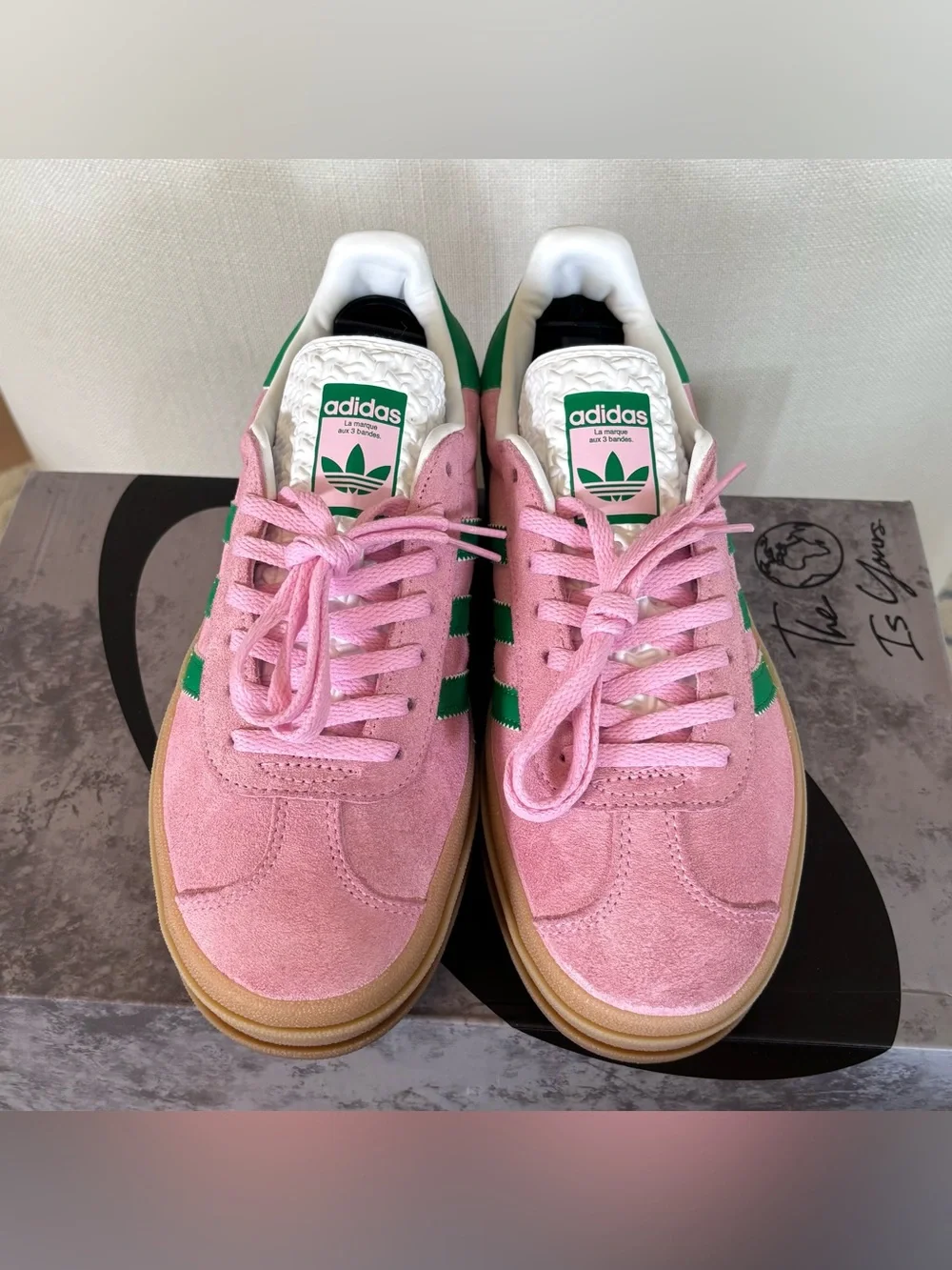 Adidas Gazelle Bold Pink Lucid Cyan Shoes Womens Size 7 IE0420 Platform Sneakers